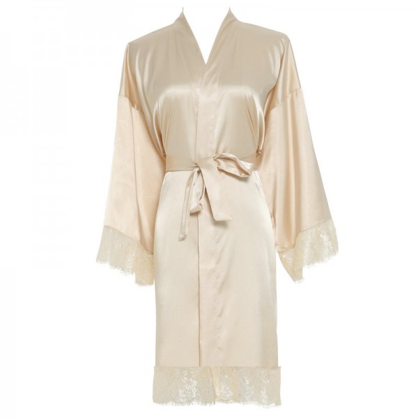 Champagne Solid Lace robe Plain robe Bridesmaid silk satin robe Bride  bridal robe Wedding robes 
